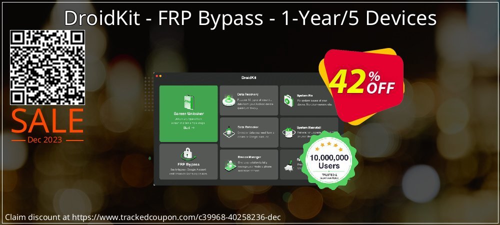 DroidKit - FRP Bypass - 1-Year/5 Devices coupon on World Whisky Day offering sales