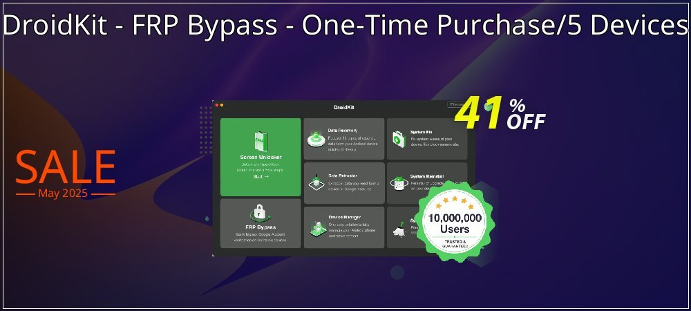 DroidKit - FRP Bypass - One-Time Purchase/5 Devices coupon on April Fools Day offering discount