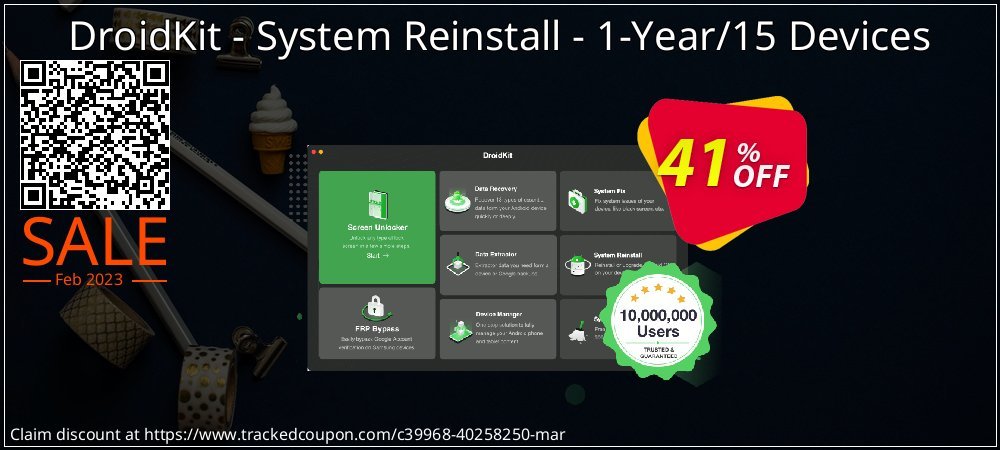 Claim 41% OFF DroidKit - System Reinstall - 1-Year/15 Devices Coupon discount February, 2023