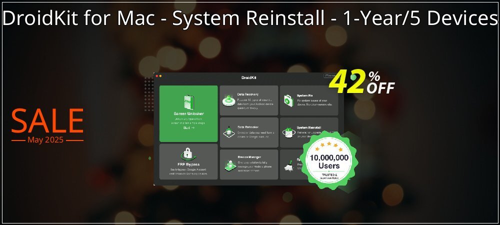 DroidKit for Mac - System Reinstall - 1-Year/5 Devices coupon on Working Day discount