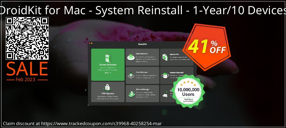 Claim 41% OFF DroidKit for Mac - System Reinstall - 1-Year Subscription/10 Devices Coupon discount February, 2023