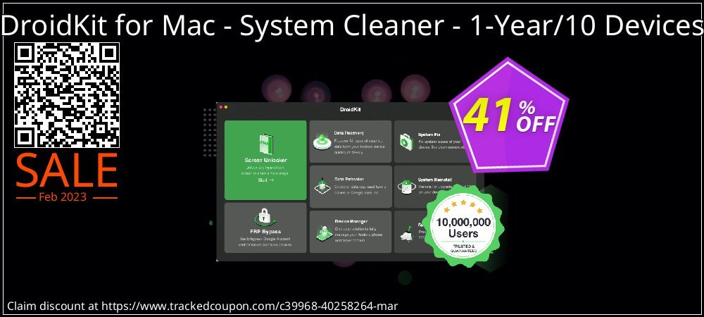 Claim 41% OFF DroidKit for Mac - System Cleaner - 1-Year/10 Devices Coupon discount February, 2023