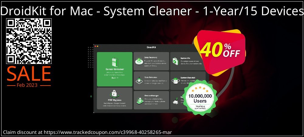 Claim 40% OFF DroidKit for Mac - System Cleaner - 1-Year/15 Devices Coupon discount February, 2023