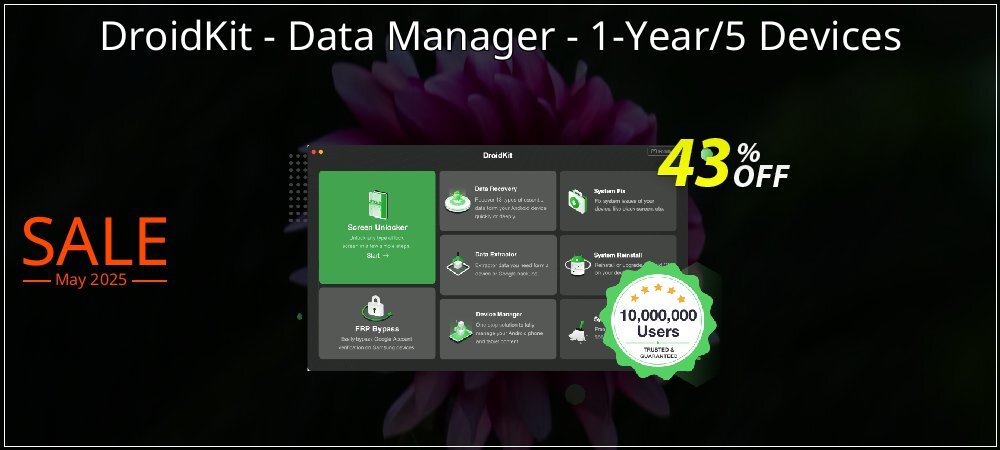 DroidKit - Data Manager - 1-Year/5 Devices coupon on Working Day sales