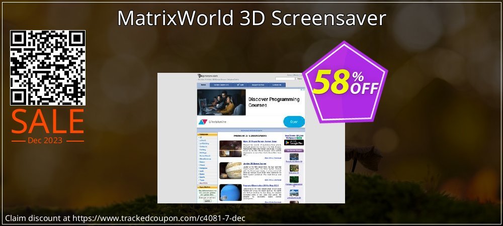 MatrixWorld 3D Screensaver coupon on Working Day offering sales