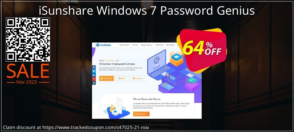 iSunshare Windows 7 Password Genius coupon on World Party Day offering sales