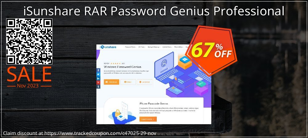 Get 65% OFF iSunshare RAR Password Genius Professional offering sales