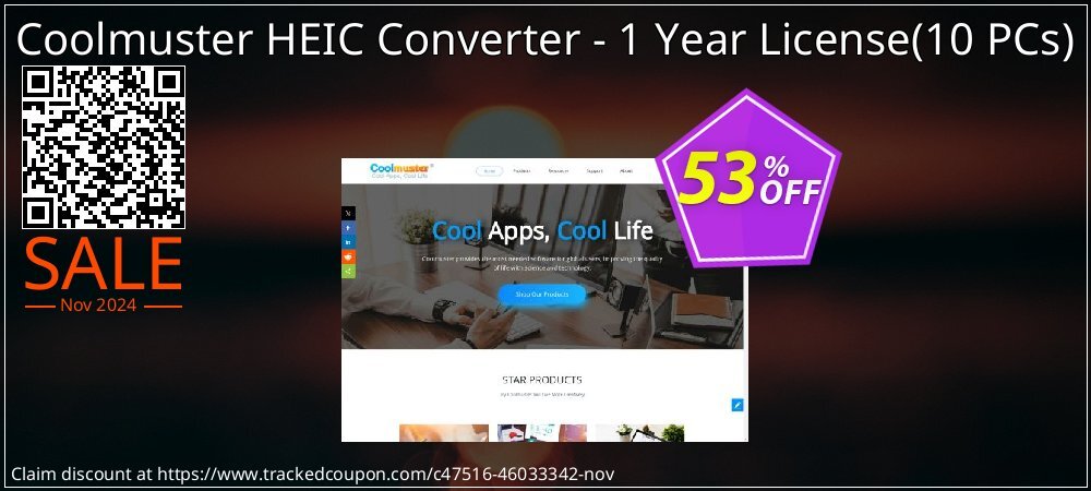 Coolmuster HEIC Converter - 1 Year License - 10 PCs  coupon on Working Day super sale