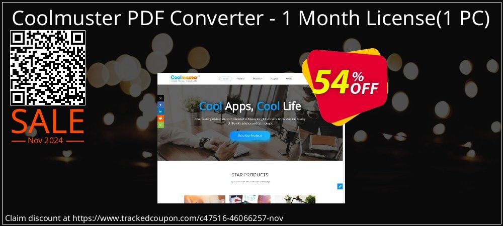 Coolmuster PDF Converter - 1 Month License - 1 PC  coupon on Working Day promotions