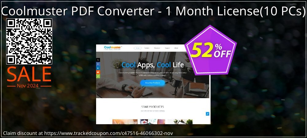 Coolmuster PDF Converter - 1 Month License - 10 PCs  coupon on Working Day promotions