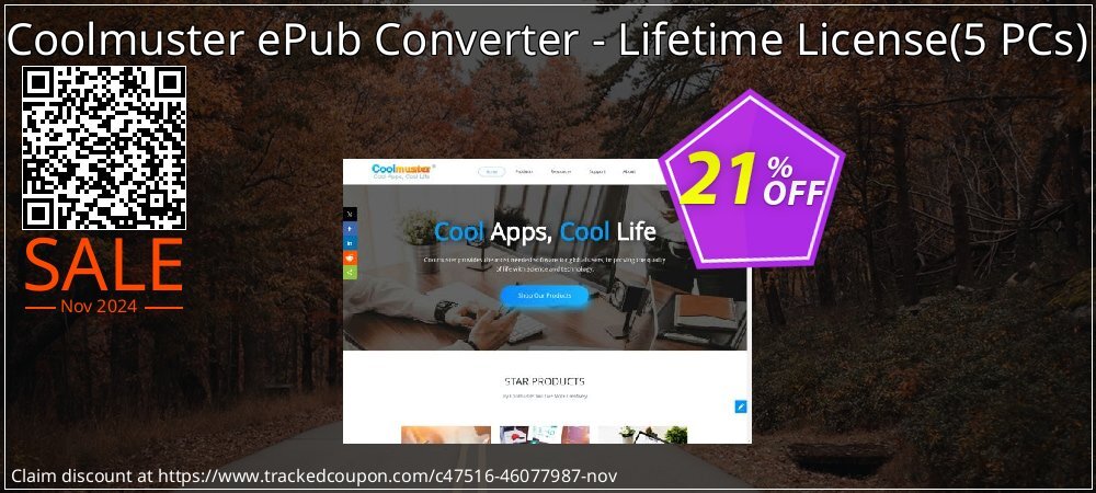 Coolmuster ePub Converter - Lifetime License - 5 PCs  coupon on Working Day offer