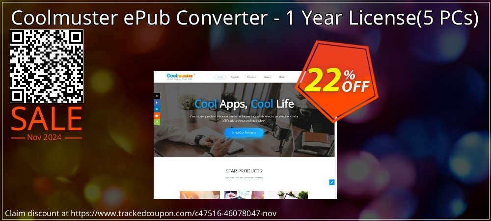 Coolmuster ePub Converter - 1 Year License - 5 PCs  coupon on Working Day promotions