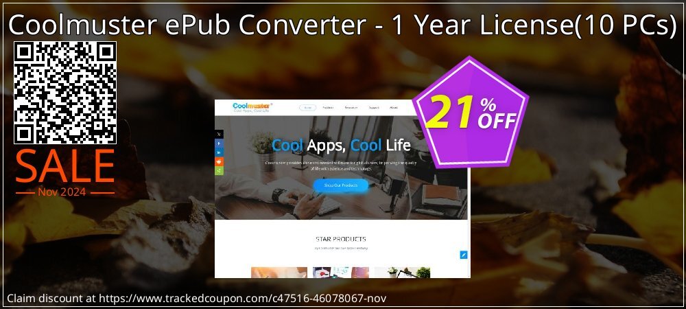 Coolmuster ePub Converter - 1 Year License - 10 PCs  coupon on April Fools' Day sales