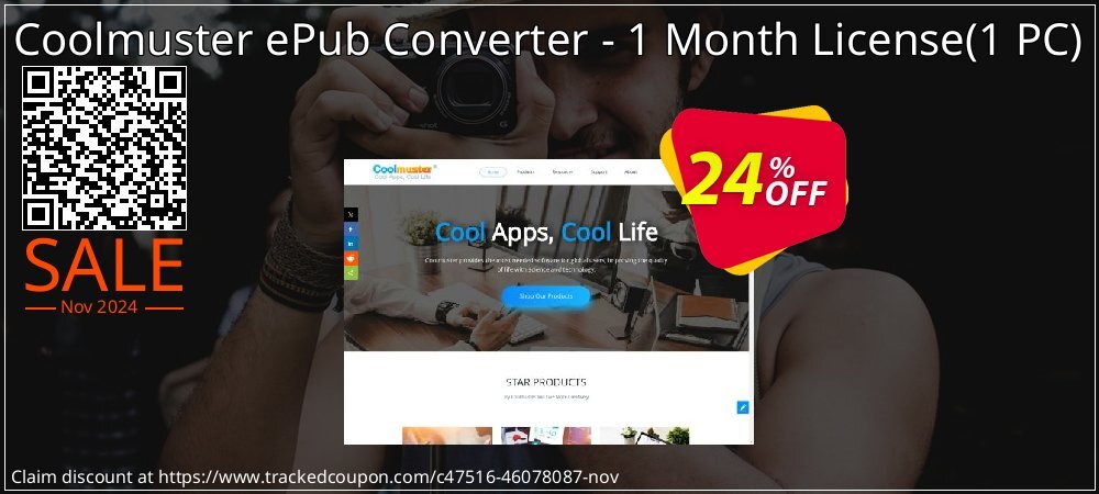 Coolmuster ePub Converter - 1 Month License - 1 PC  coupon on Working Day discount