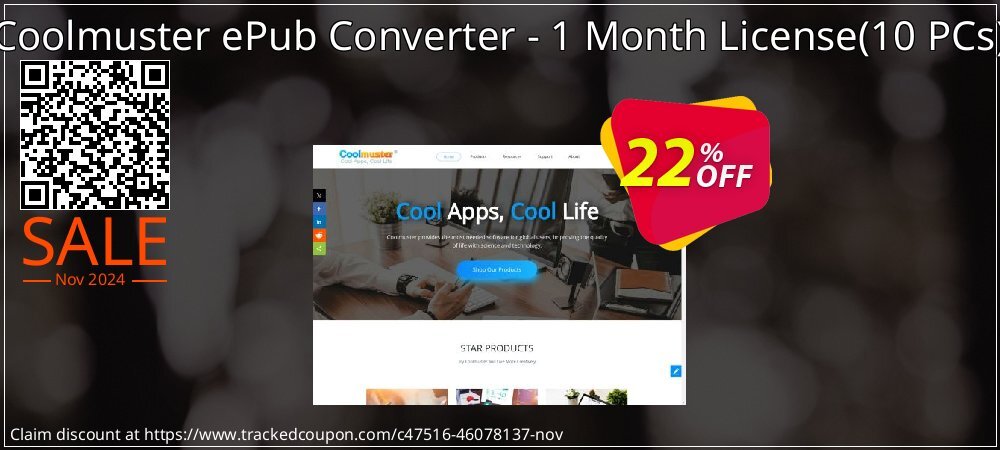 Coolmuster ePub Converter - 1 Month License - 10 PCs  coupon on Working Day promotions