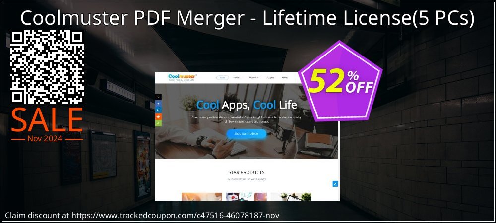 Coolmuster PDF Merger - Lifetime License - 5 PCs  coupon on April Fools' Day discount