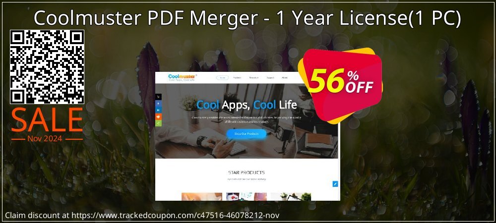 Coolmuster PDF Merger - 1 Year License - 1 PC  coupon on Working Day offer