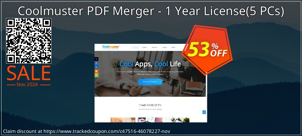 Coolmuster PDF Merger - 1 Year License - 5 PCs  coupon on Working Day promotions