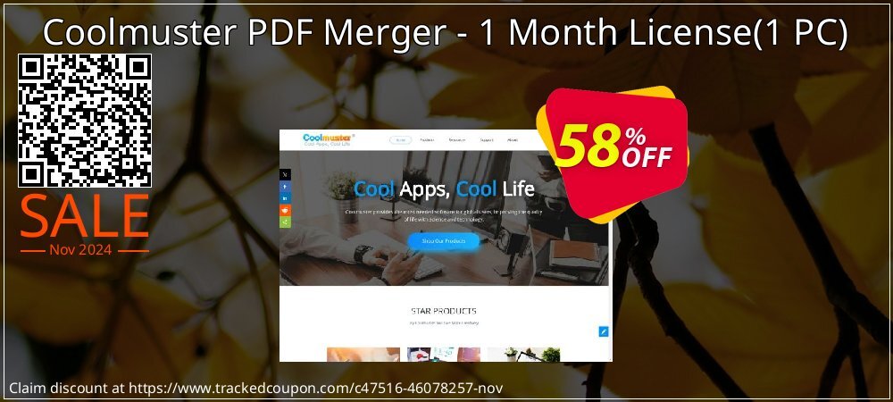 Coolmuster PDF Merger - 1 Month License - 1 PC  coupon on Working Day offer