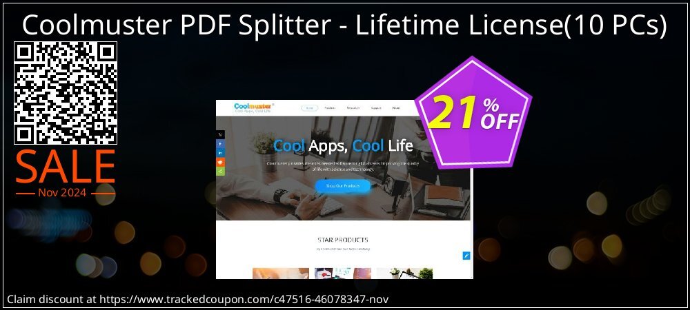 Coolmuster PDF Splitter - Lifetime License - 10 PCs  coupon on Working Day offer