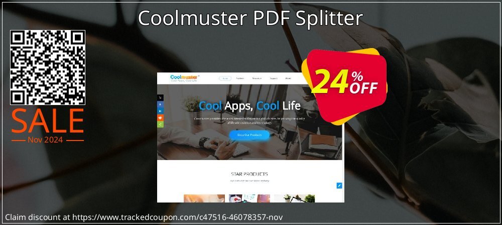 Coolmuster PDF Splitter - 1 Year License - 1 PC  coupon on Working Day discount