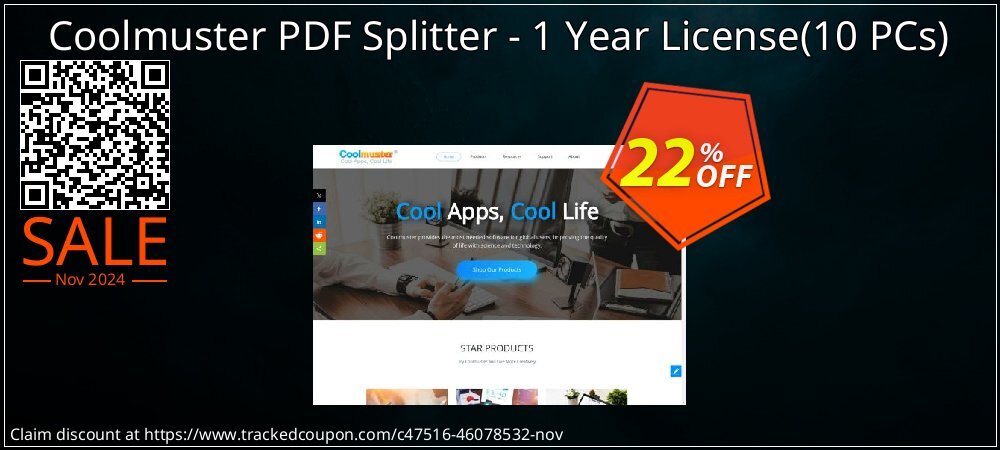 Coolmuster PDF Splitter - 1 Year License - 10 PCs  coupon on Working Day discounts