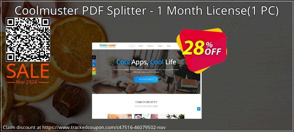 Coolmuster PDF Splitter - 1 Month License - 1 PC  coupon on Working Day offering sales
