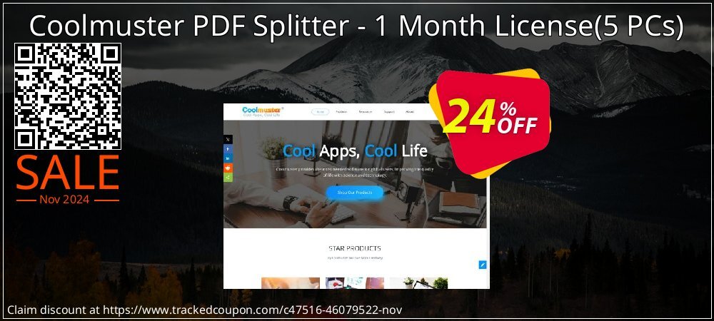 Coolmuster PDF Splitter - 1 Month License - 5 PCs  coupon on Working Day discounts