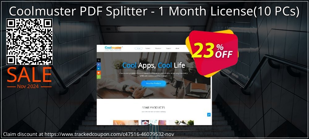 Coolmuster PDF Splitter - 1 Month License - 10 PCs  coupon on Working Day promotions