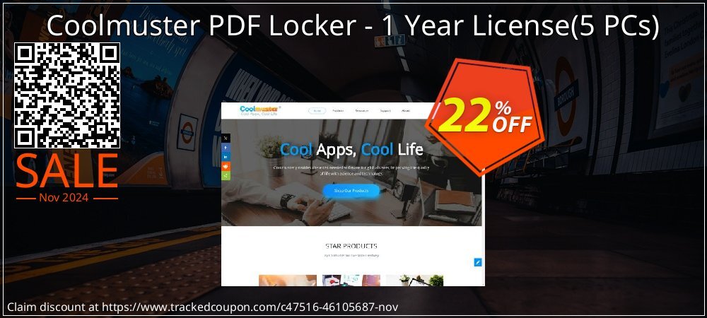 Coolmuster PDF Locker - 1 Year License - 5 PCs  coupon on Working Day sales
