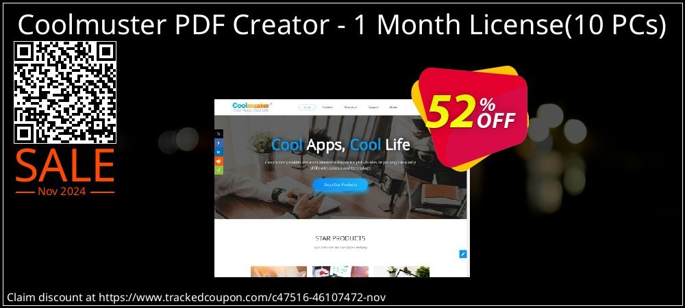 Coolmuster PDF Creator - 1 Month License - 10 PCs  coupon on April Fools' Day offer