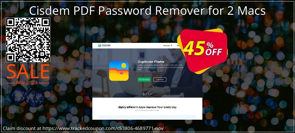 Cisdem PDF Password Remover for 2 Macs coupon on World Party Day discount