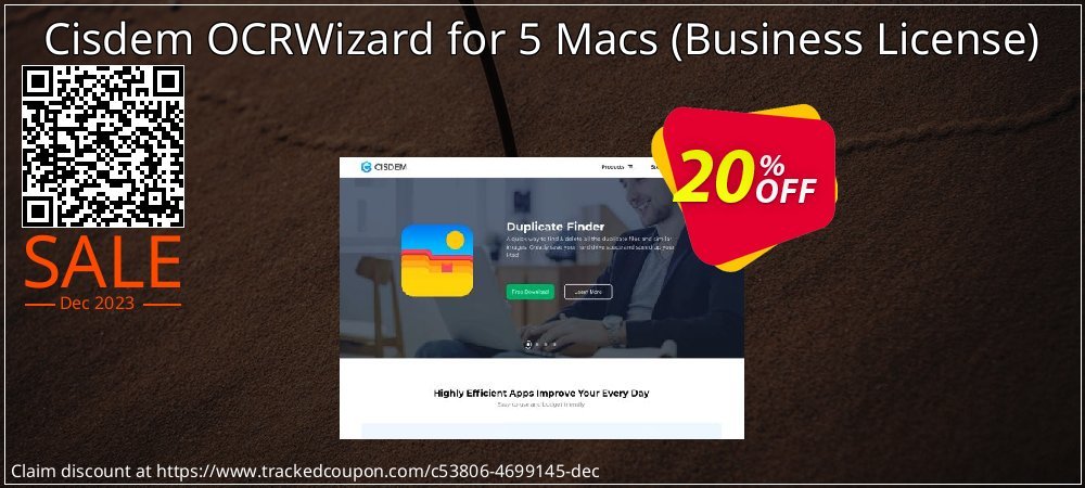 Cisdem OCRWizard for 5 Macs - Business License  coupon on National Walking Day promotions
