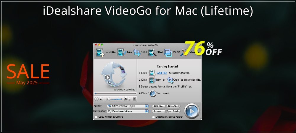 iDealshare VideoGo for Mac - Lifetime  coupon on April Fools' Day offer