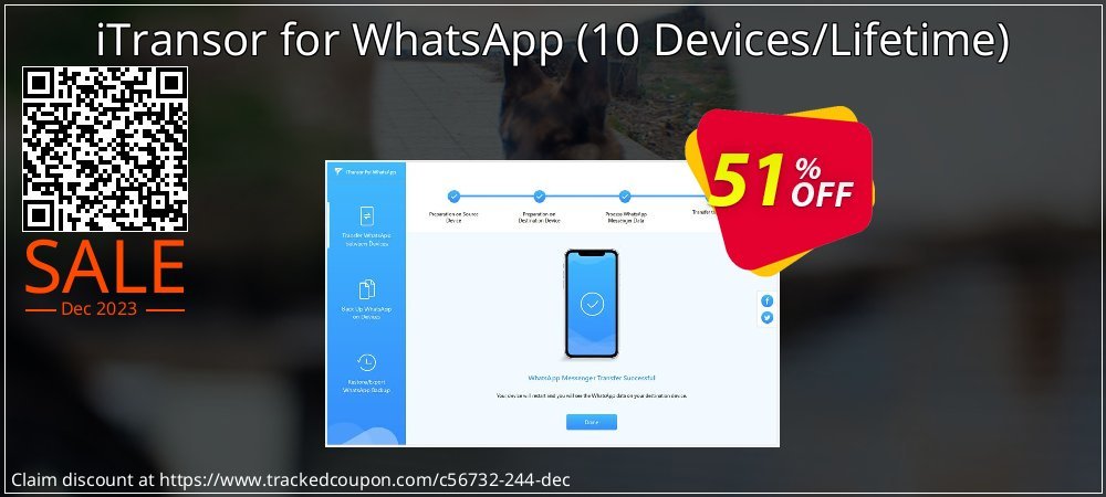 iTransor for WhatsApp - 10 Devices/Lifetime  coupon on Cheese Pizza Day offering discount