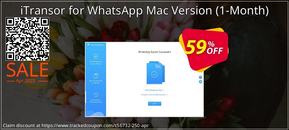 iTransor for WhatsApp Mac Version - 1-Month  coupon on National Walking Day offering sales