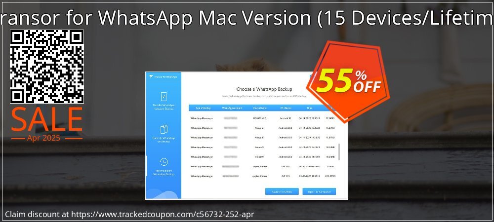 iTransor for WhatsApp Mac Version - 15 Devices/Lifetime  coupon on Working Day promotions