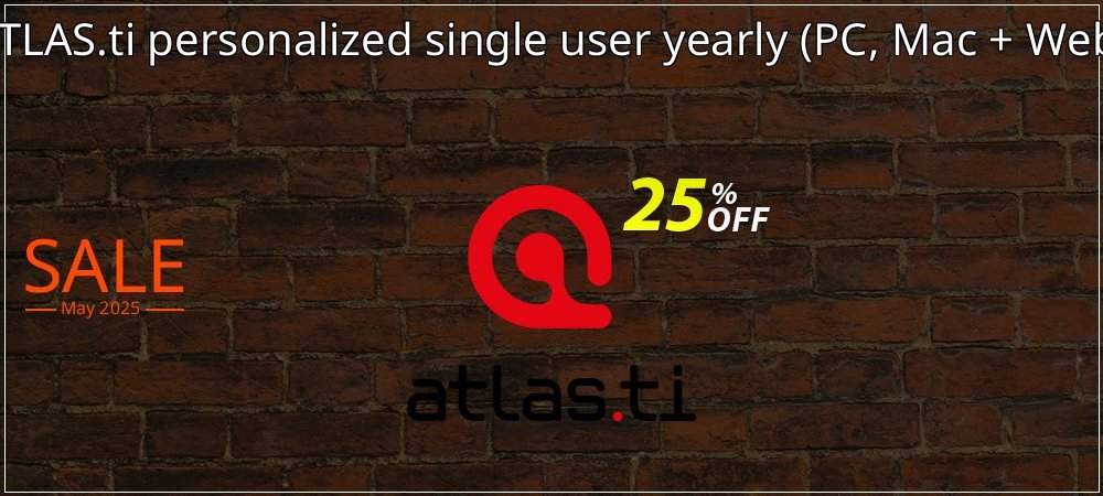 ATLAS.ti personalized single user yearly - PC, Mac + Web  coupon on Virtual Vacation Day offering sales