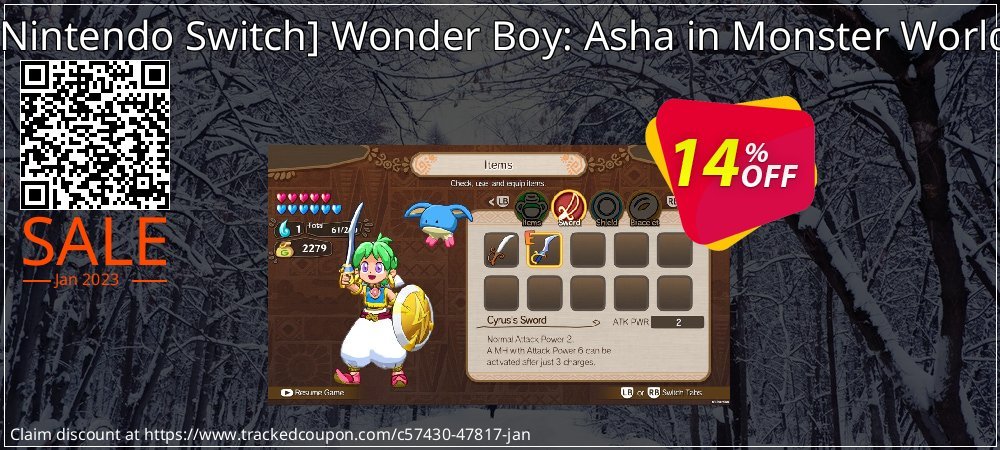  - Nintendo Switch Wonder Boy: Asha in Monster World coupon on Valentine Week deals