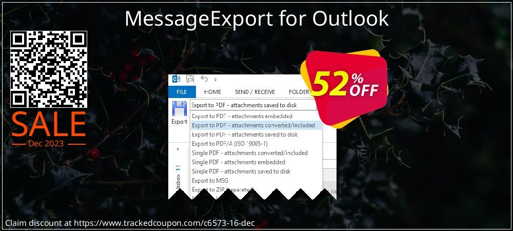 MessageExport for Outlook coupon on Christmas offer
