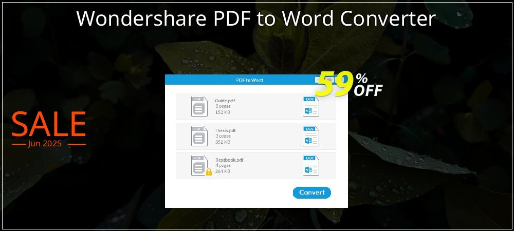 Wondershare PDF to Word Converter coupon on Easter Day offer