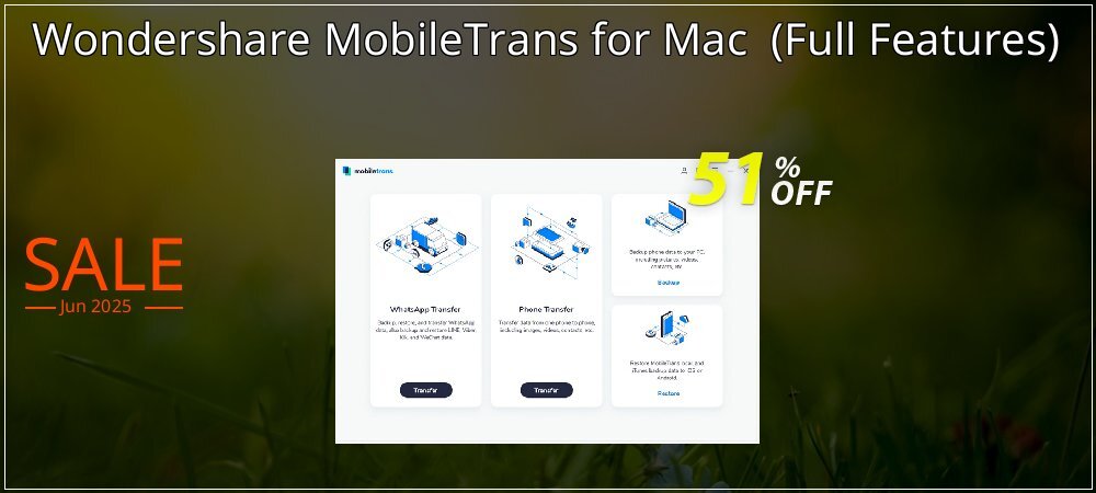 Wondershare MobileTrans for Mac  - Full Features  coupon on National Pizza Party Day super sale