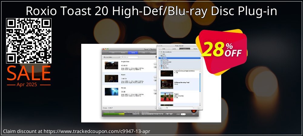Roxio Toast 20 High-Def/Blu-ray Disc Plug-in coupon on Easter Day promotions
